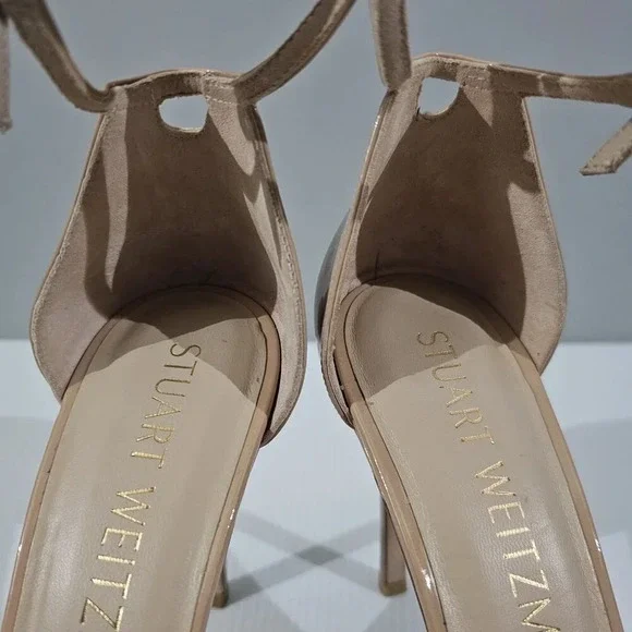 Stuart Weitzman Nudistsong Ankle Strap Heels Womens 10 Adobe Tan Leather Sandal - Picture 9 of 16